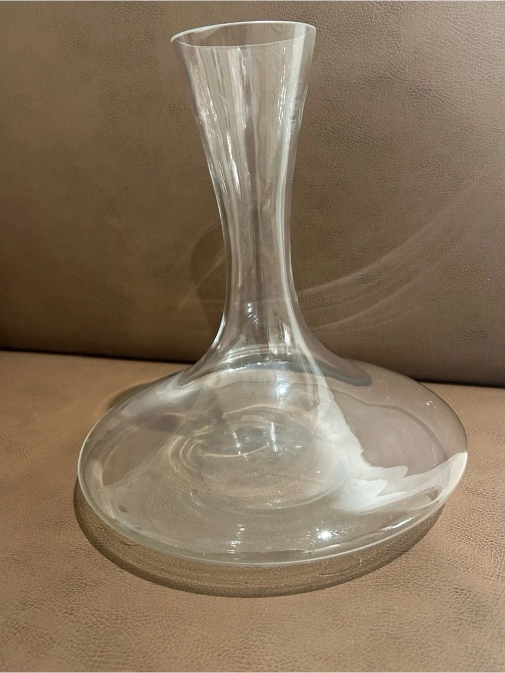 Wine Decanter Handcrafted In Poland Wide Base Clear Glass 11” Tall Barware